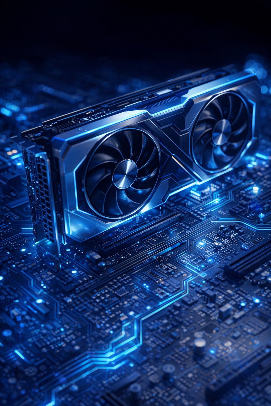 Carte graphique GPU posée sur une carte mère high-tech – Comprox Technologies